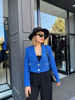Saks Buklet Kısa Ceket