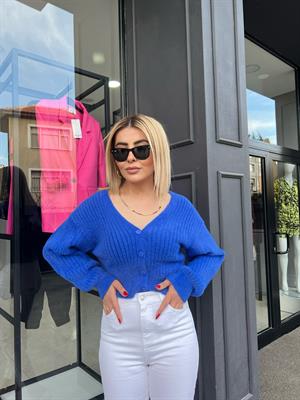 Saks V-Neck Fluffy Cardigan