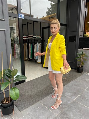 Sarı Keten Blazer Ceket