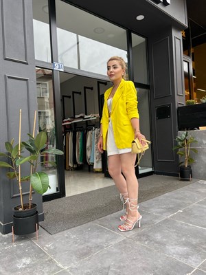 Sarı Keten Blazer Ceket