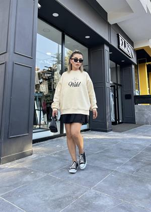 Sırt Leopar Baskılı Sweatshirt 