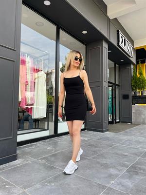 Siyah Askılı Mini Elbise 