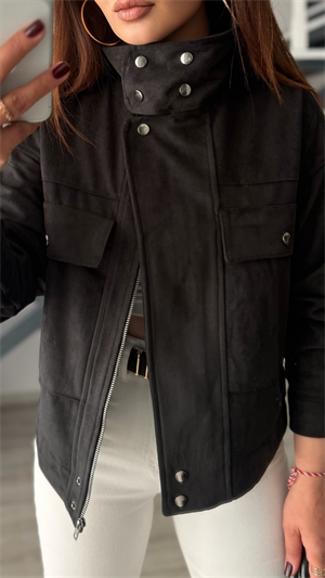 Siyah Astarsız Süet Bomber Ceket