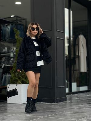 Siyah Premium Büyük Cepli Peluş Kürk