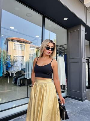 Siyah Crop Bluz 