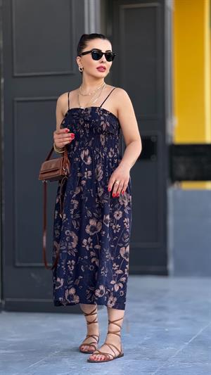 Black Patterned Midi Dress