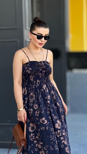 Black Patterned Midi Dress