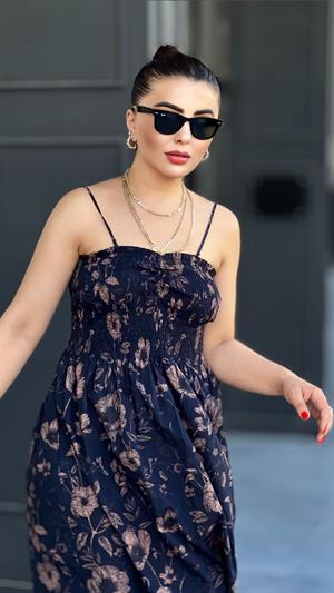 Black Patterned Midi Dress
