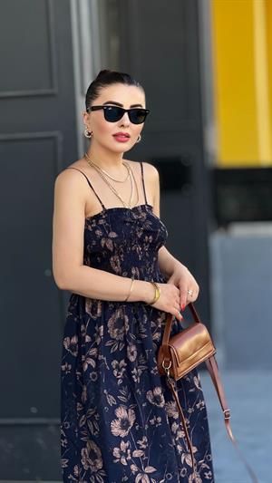 Black Patterned Midi Dress