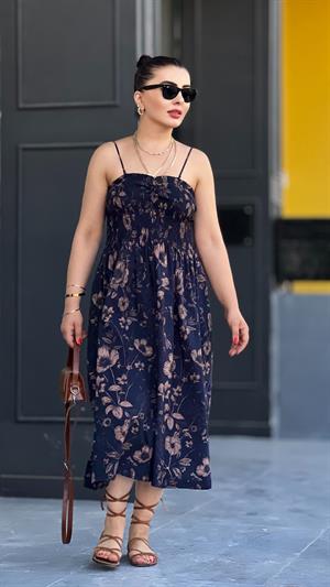 Black Patterned Midi Dress
