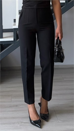 Black Welt Pocket Fabric Trousers