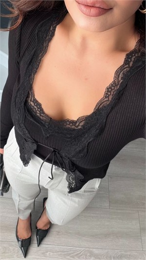 Black Cardigan-Look Knitwear Blouse
