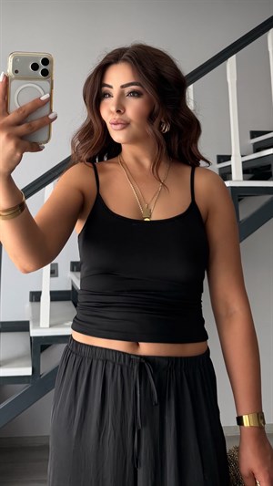 Black Thin Strap Polyamide Camisole