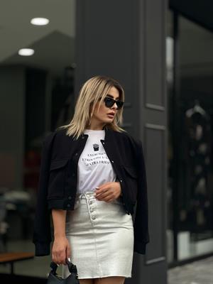 Siyah Kaşe Bomber Ceket
