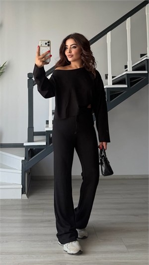 Black Boat Neck Modal Set