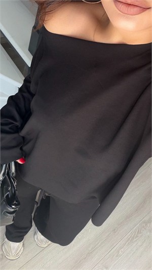 Black Boat Neck Modal Set