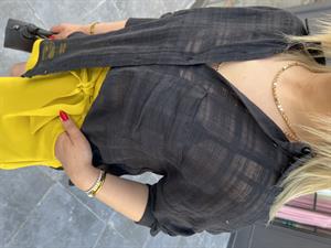 Black Self-Textured Semi-Transparent Shirt