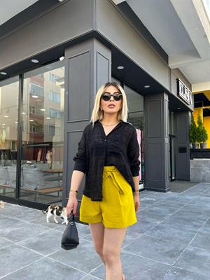 Black Self-Textured Semi-Transparent Shirt