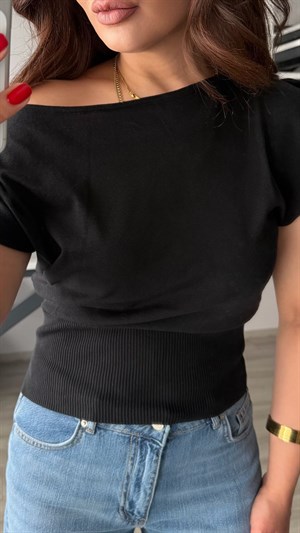 Black Lyocell Blend Flowy Blouse