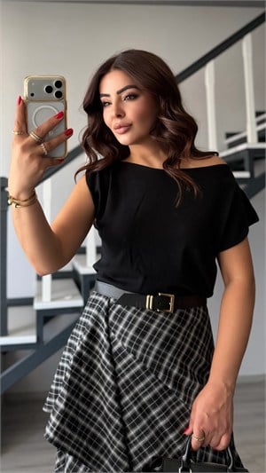 Black Lyocell Blend Draped Blouse