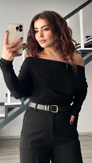 Black Modal Off-Shoulder Blouse