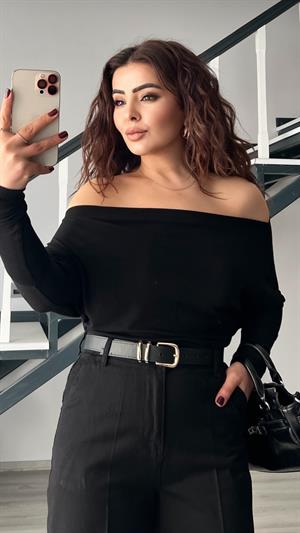 Black Modal Off-Shoulder Blouse