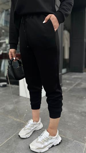 Black Modal Fabric Tracksuit Set