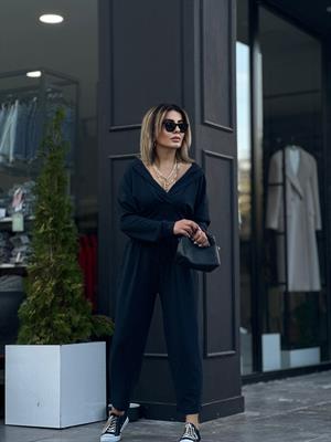 Black Modal Fabric Hooded Set