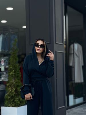 Black Modal Fabric Hooded Set