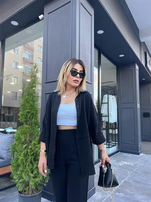 Siyah Müslin Kumaş Takım