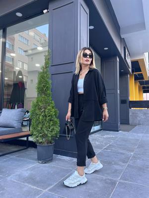 Siyah Müslin Kumaş Takım