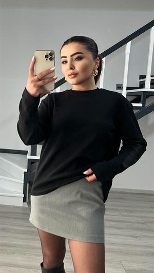Siyah Orijinal Marka Tok Dokulu Basic Bluz