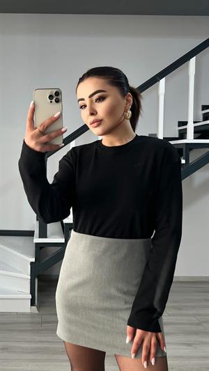 Siyah Orijinal Marka Tok Dokulu Basic Bluz