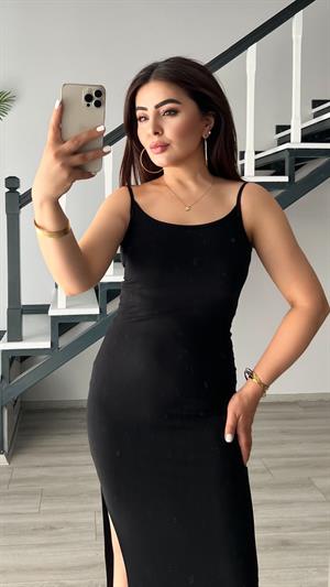 Siyah Orj.Marka Askılı Elbise