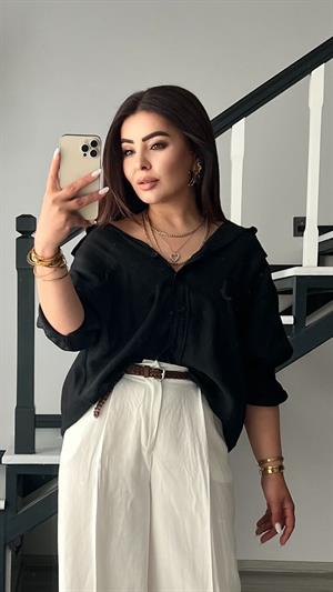 Black Oversize Tencel Shirt