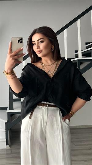 Black Oversize Tencel Shirt