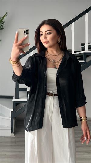 Black Oversize Tencel Shirt