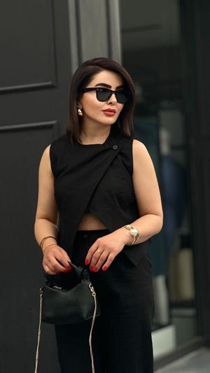 Siyah Pamuklu Keten Takım