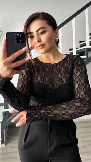 Black Premium Lace Blouse