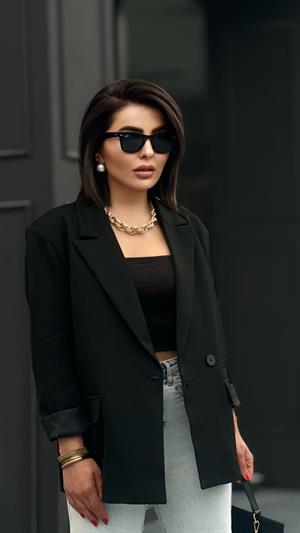 Siyah Regular Tek Düğme BlazerCeket