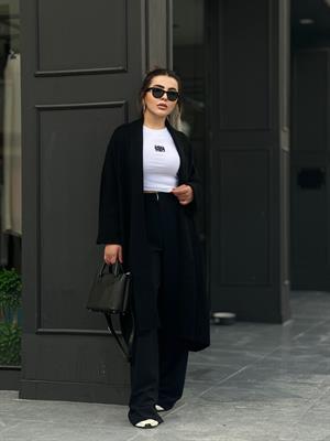 Black Shawl Collar Knitted Cardigan