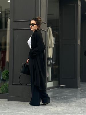 Black Shawl Collar Knitted Cardigan