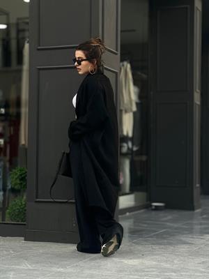 Black Shawl Collar Knitted Cardigan
