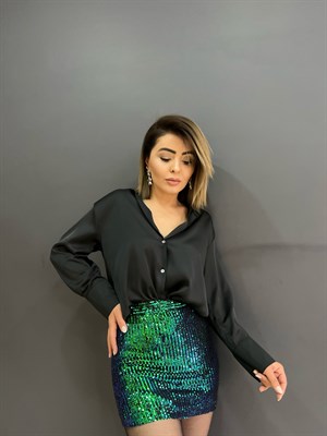 Siyah Saten Gömlek