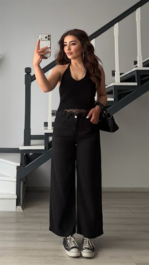 Black Tencel Culotte Pants