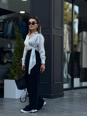 Siyah Yüksek Bel Palazzo Pantolon 