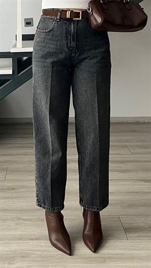 Süet Kemerli Antik Yıkama Skater Jean
