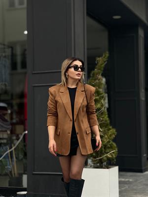 Taba Süet Blazer Ceket 