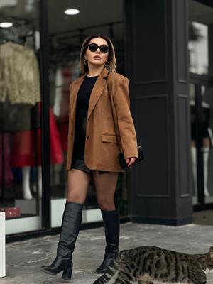 Taba Süet Blazer Ceket 