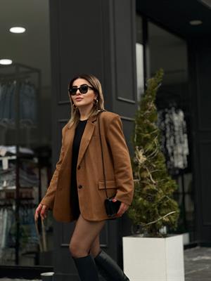Taba Süet Blazer Ceket 